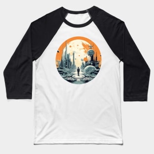 Retro Sci-Fi Vintage Planet Landscape Baseball T-Shirt